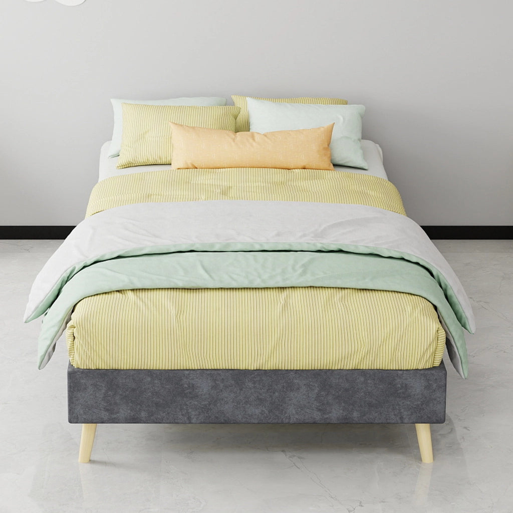 Letto a piattaforma 90 x 200 cm in tessuto e metallo; grigio