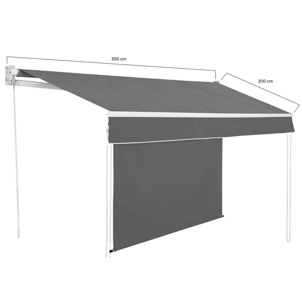 IDMarket - Tenda manuale 3x2 M grigio antracite con mantovana H.1,50 M