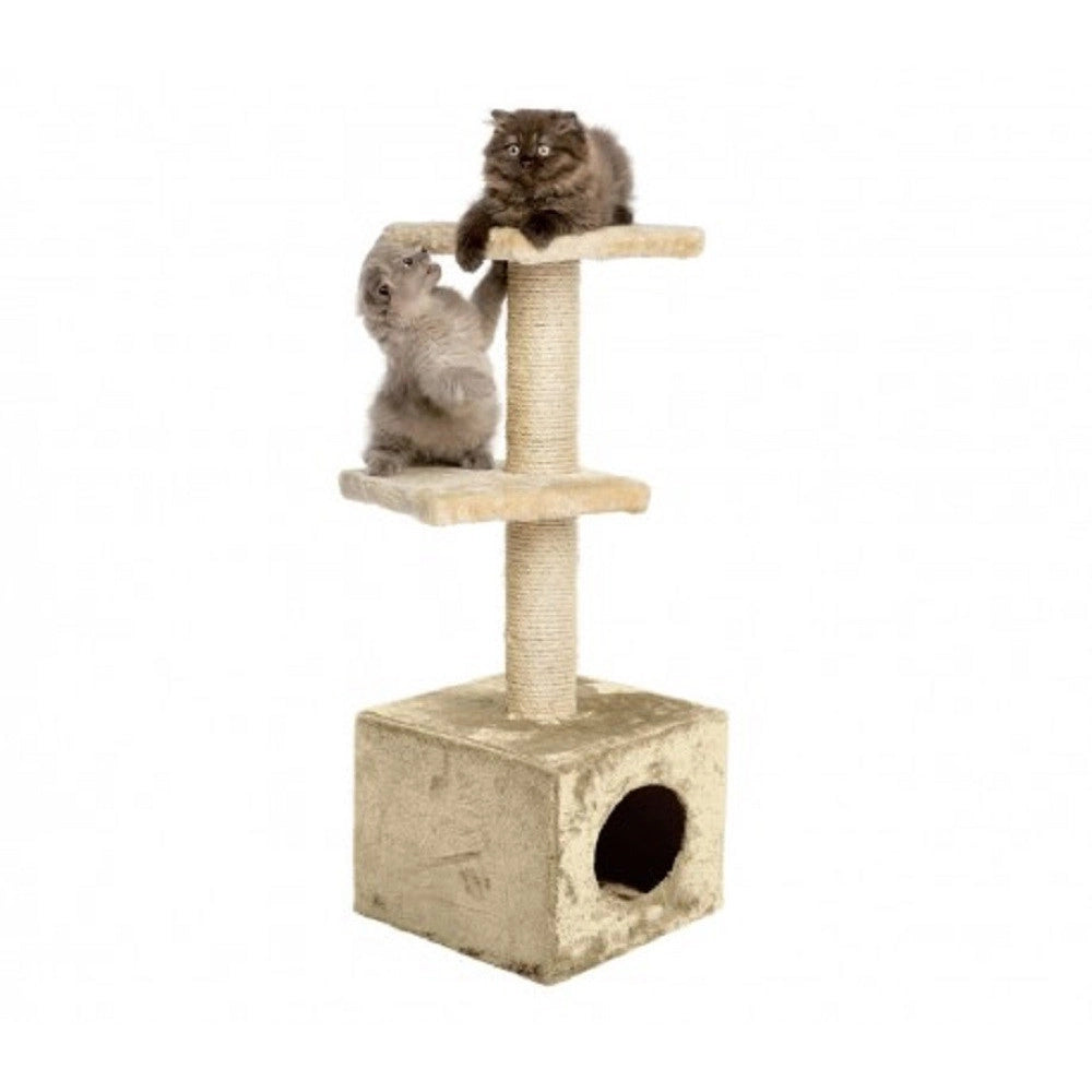 Trade Shop - Cuccia Con Tiragraffi Per Gatti Gatto Con Colonna In Sisal E Due Ripiani -