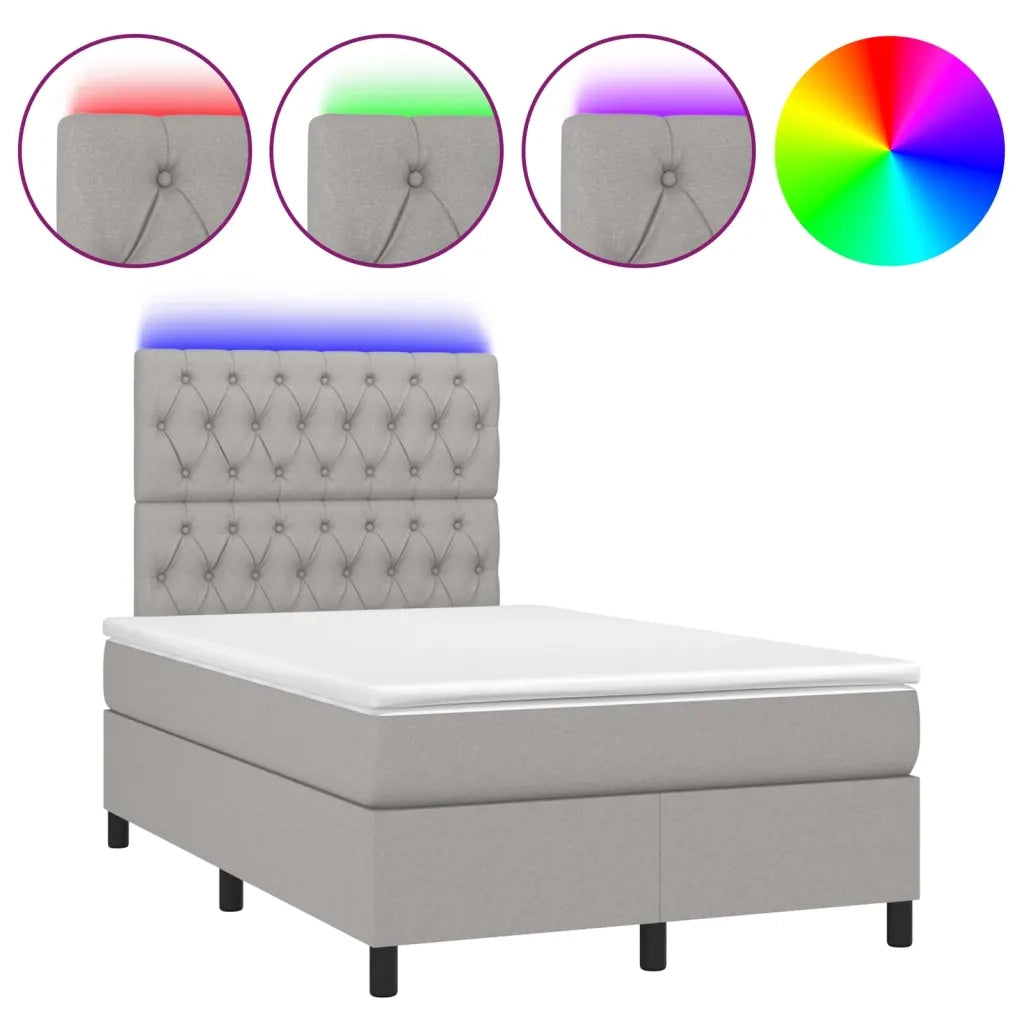 Letto a Molle Materasso e LED Grigio Chiaro 120x200 cm Tessuto 3135101