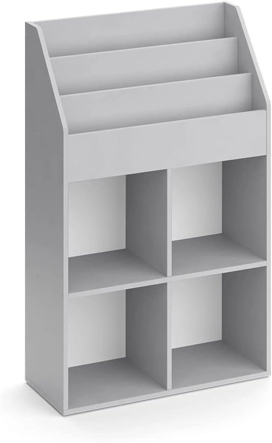Libreria bambini Luigi, Grigio, 72 x 114.2 cm, combinabile per riporre giocattoli e libri