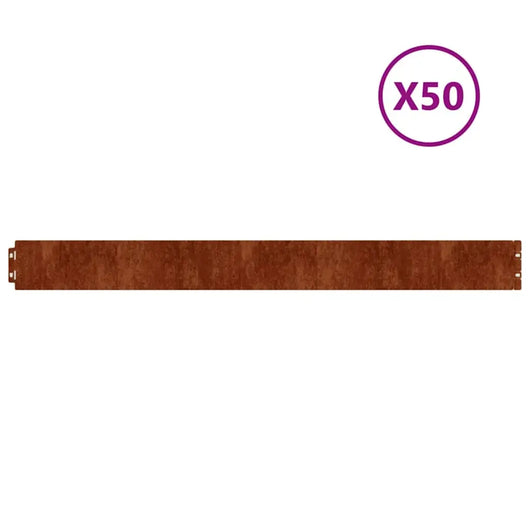 Bordure per Prato 50 pz 10x103 cm Flessibili in Acciaio Corten 821891