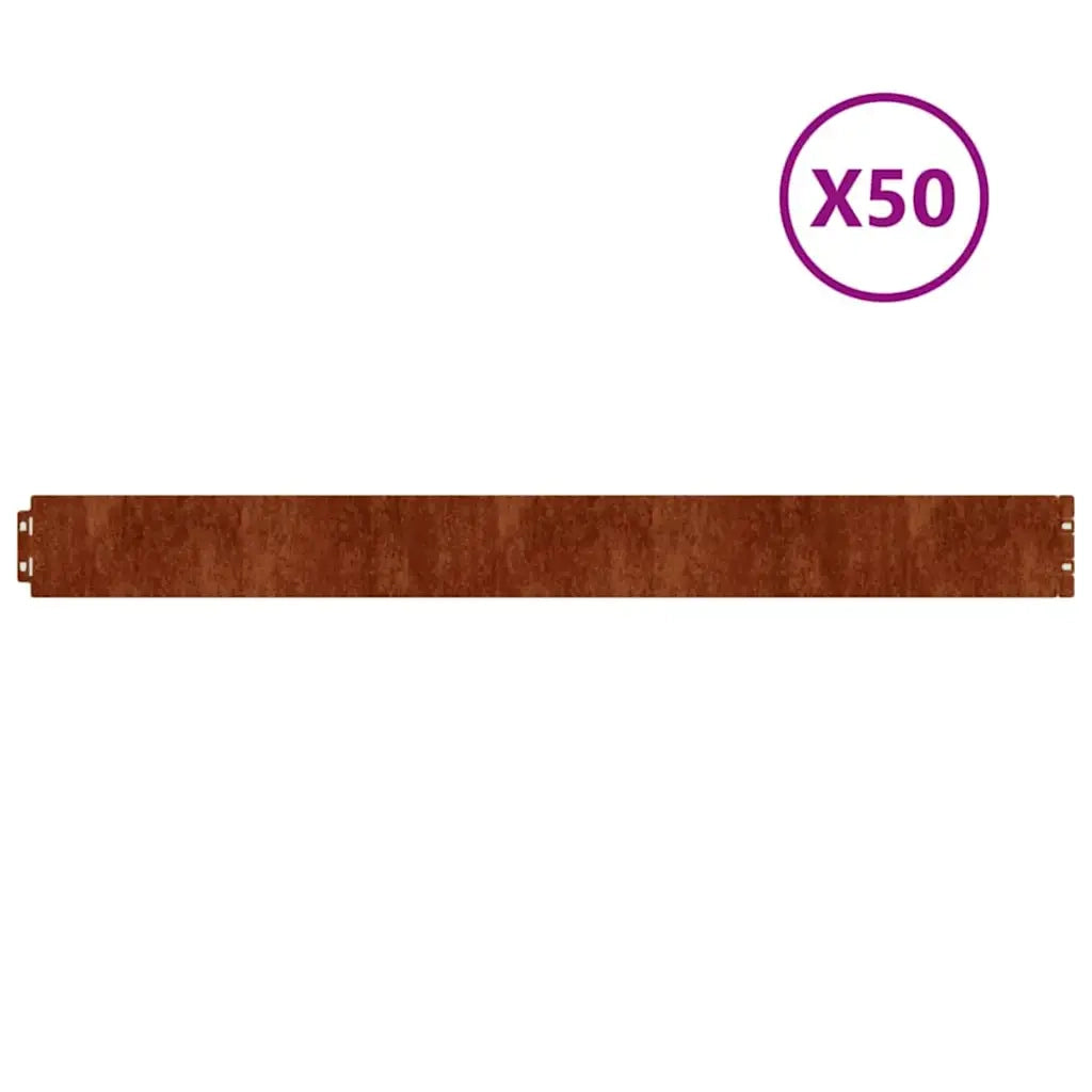 Bordura per Prato 50 pcs 10 x 103 cm Acciaio Corten Ruggine 821891