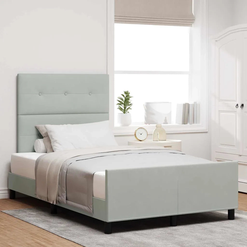 Letto a molle con testiera Grigio chiaro 120 x 190 cm Velluto