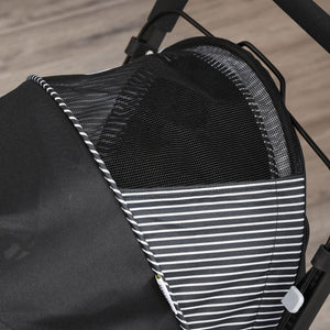 Passeggino per Cani Taglia Piccola 76,5x52x95 cm in Acciaio e Tessuto Oxford Nero