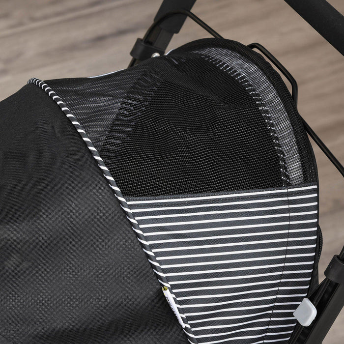 Passeggino per Cani Taglia Piccola 76,5x52x95 cm in Acciaio e Tessuto Oxford Nero