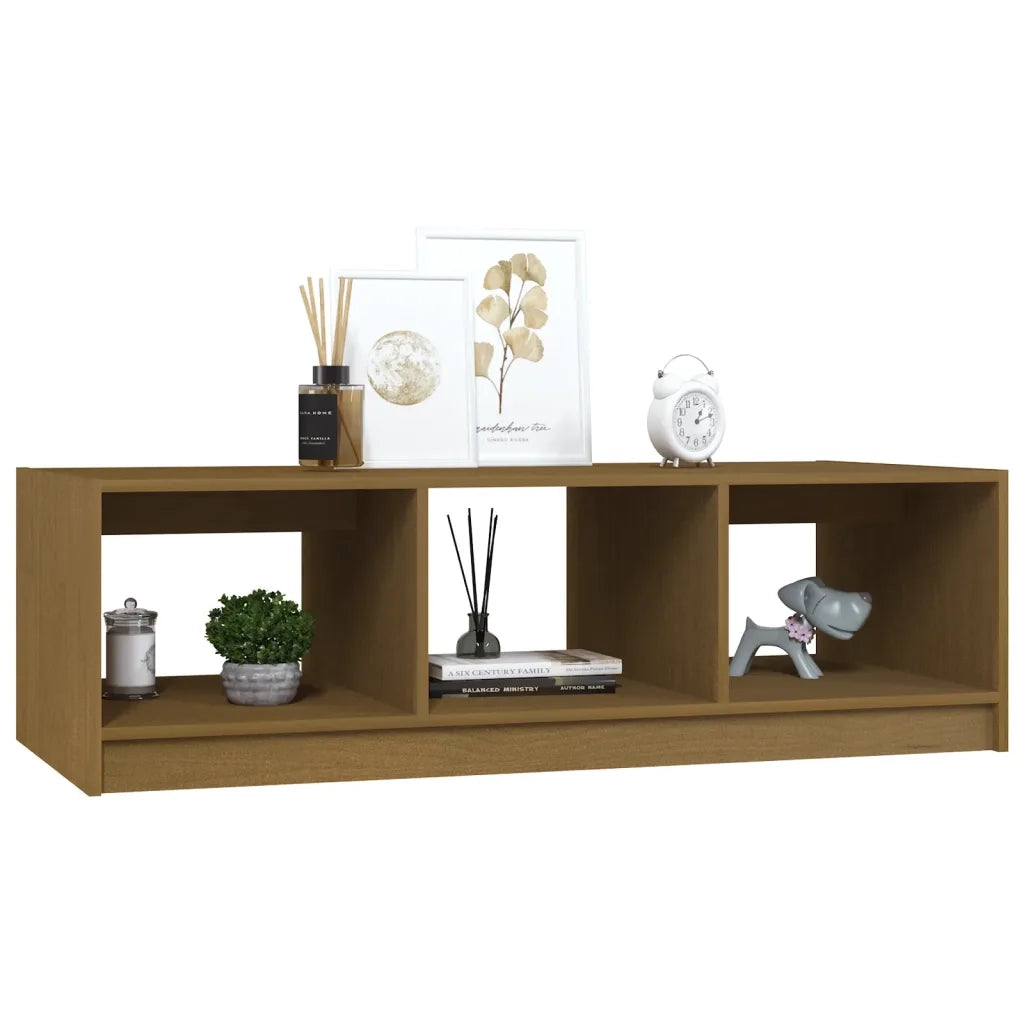 Tavolino da Salotto Miele 110x50x34 cm Legno Massello di Pino