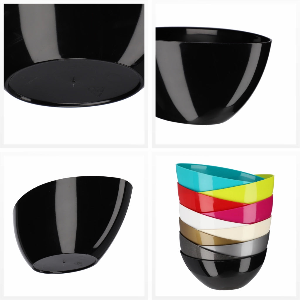 Vaso da fiori KADAX ovale da 21 cm con coperchio in plastica nera.