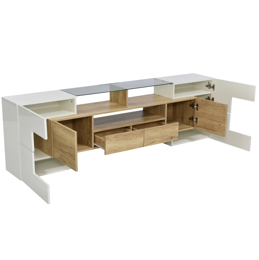 Mobile TV con LED; 200x35x60 cm; 6 ante; 2 cassetti e 3 vani; MDF