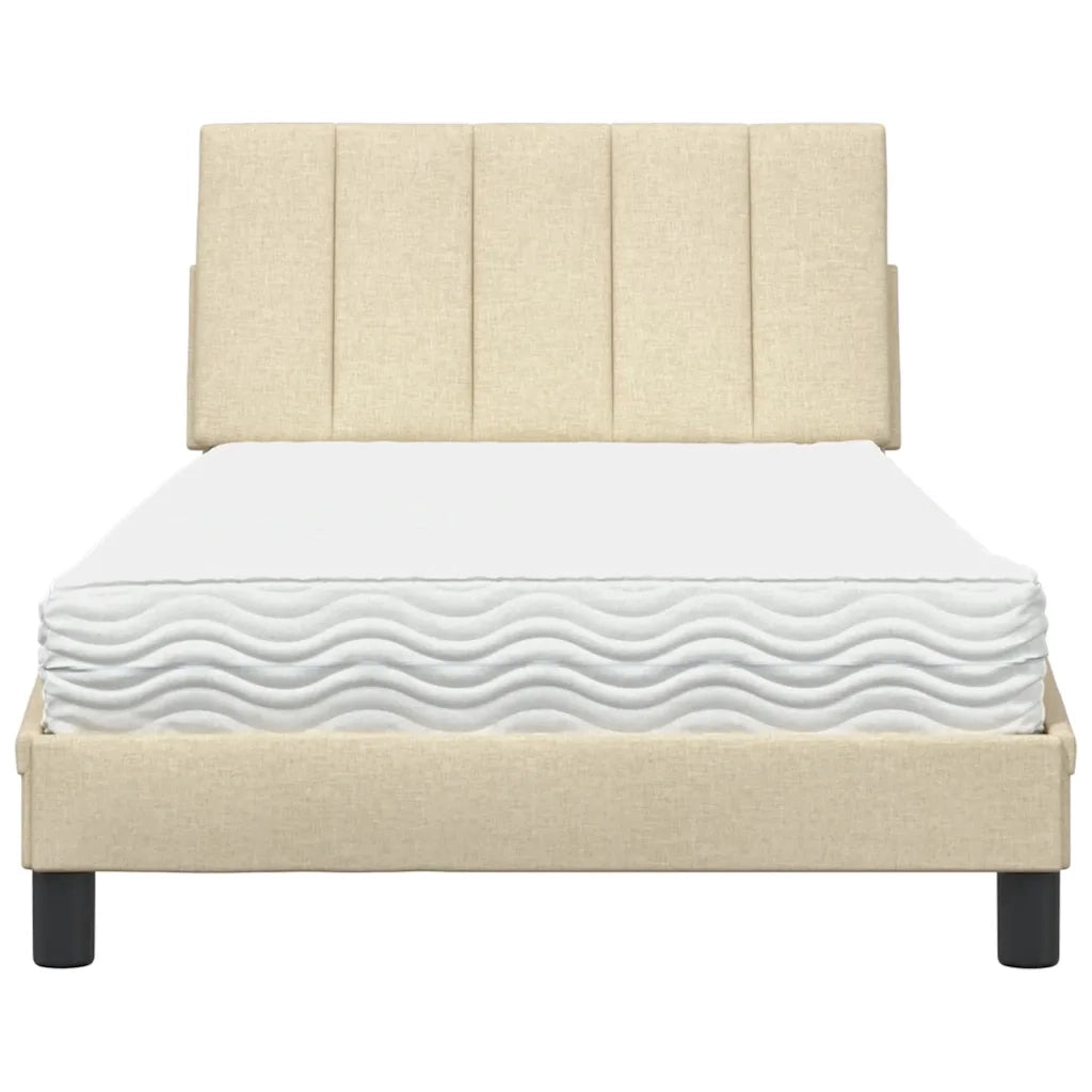 Letto con Materasso Hanko Crema 100x200 cm in Tessuto