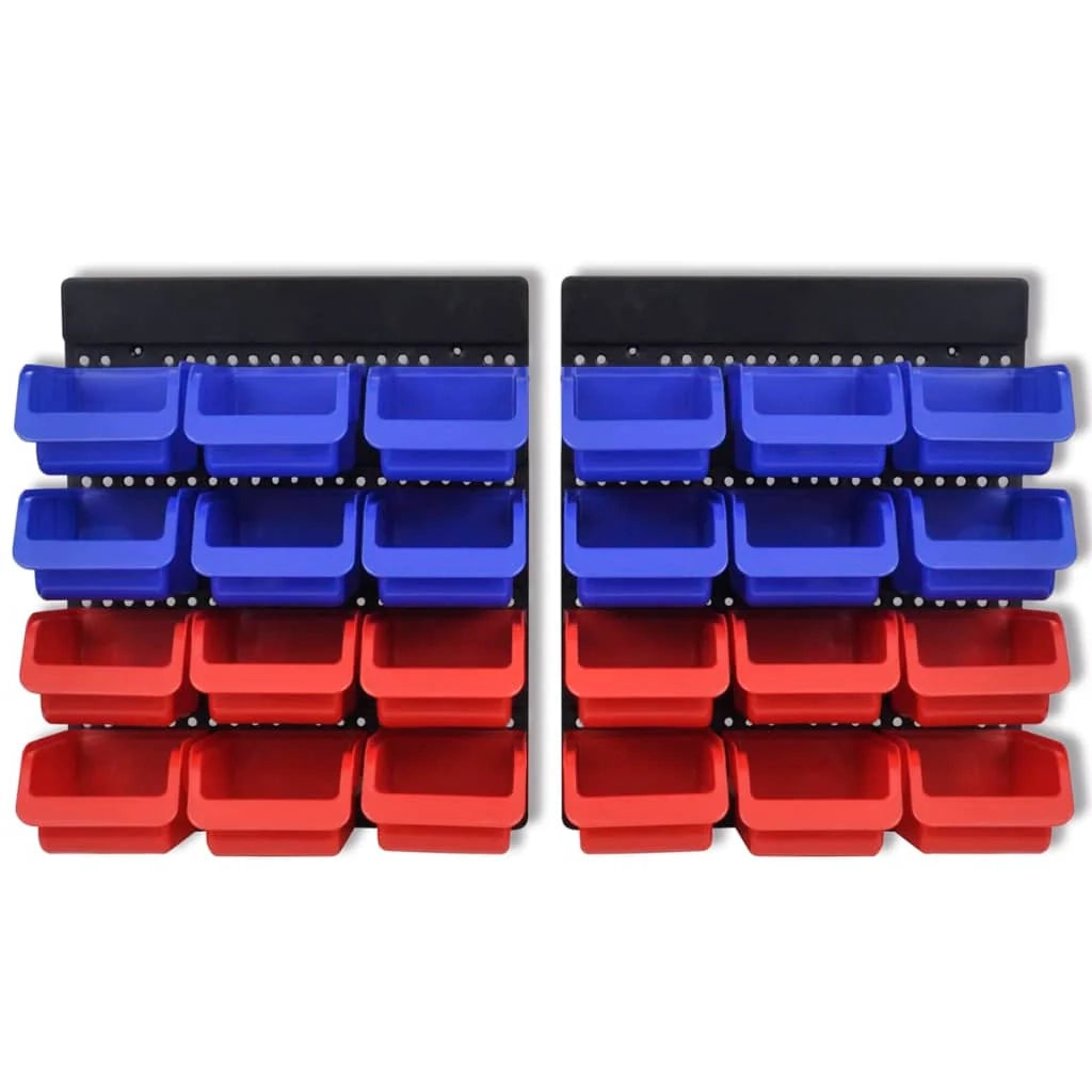 Scaffali portaoggetti da parete armadietto porta attrezzi combinato officina garage blu e rosso 02_0003858