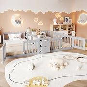 Letto doppio per bambini 90x200 cm con cassetti, grigio