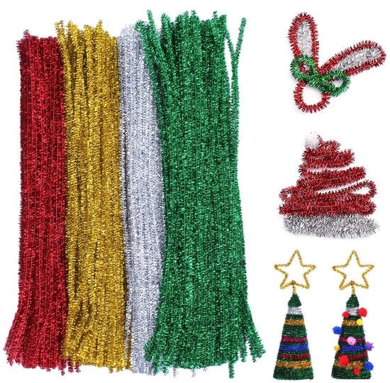 Pulitore di tubi 400 pezzi - Filo di gomma colorato - Spazzola flessibile per bambini - Materiale per fai da te - Decorazioni Halloween/Natale - Lunghezza 30 cm