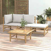 Set Salotto da Giardino 4pz con Cuscini Grigio Chiaro Bambù 3155080