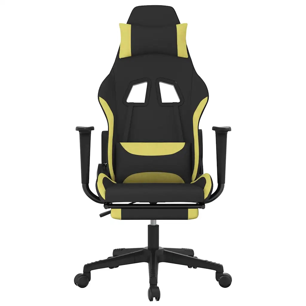 Sedia da Gaming | Sedia da e-sports Massaggio e Poggiapiedi Nero e Verde Chiaro