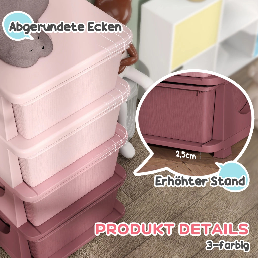 Letto contenitore per bambini con 4 cassetti ¨C zephmum ¨C rosa 37x37x76 cm