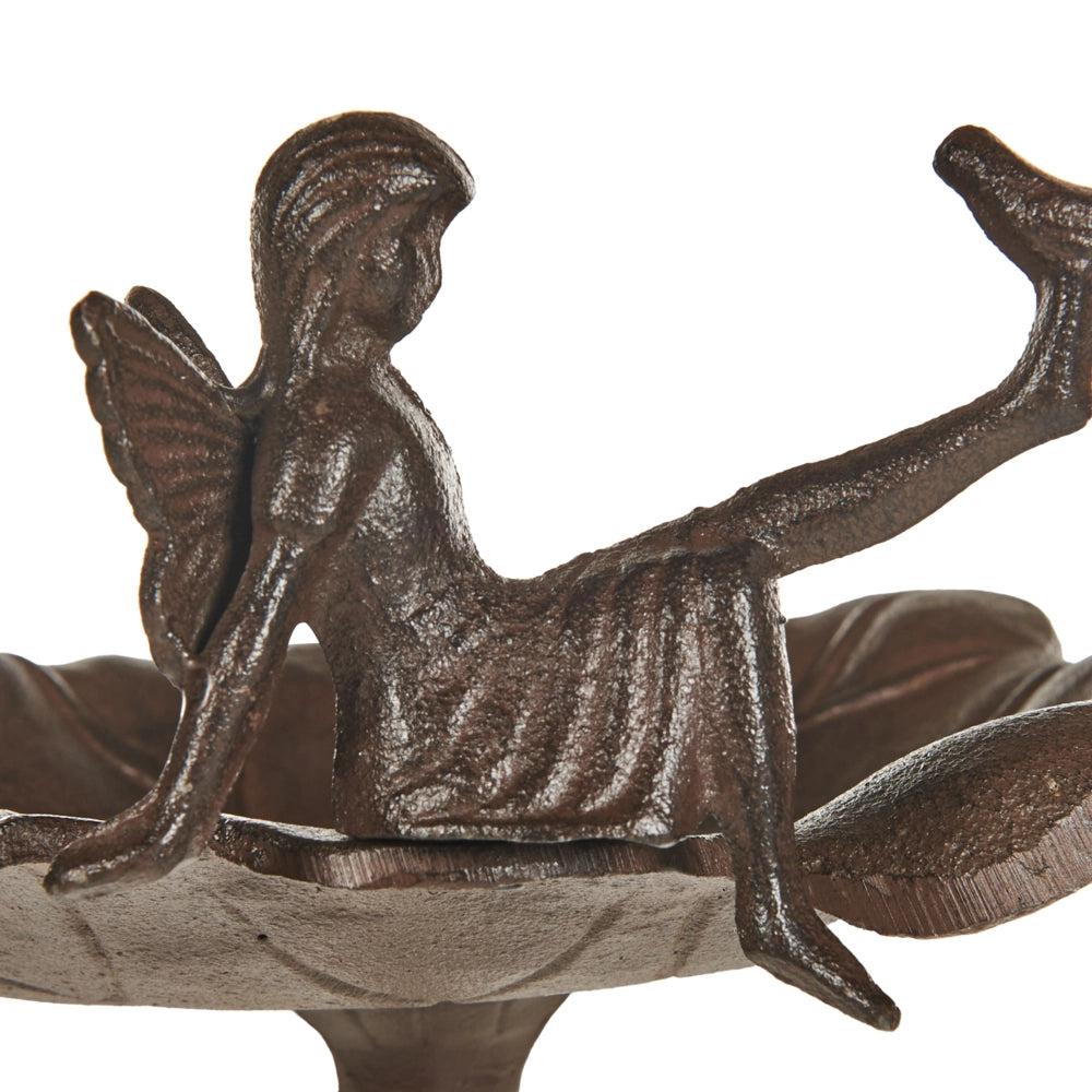 Fontana per uccelli marrone abbeveratoio d'acqua per uccelli in ferro per giardino Accento decorativo all'aperto