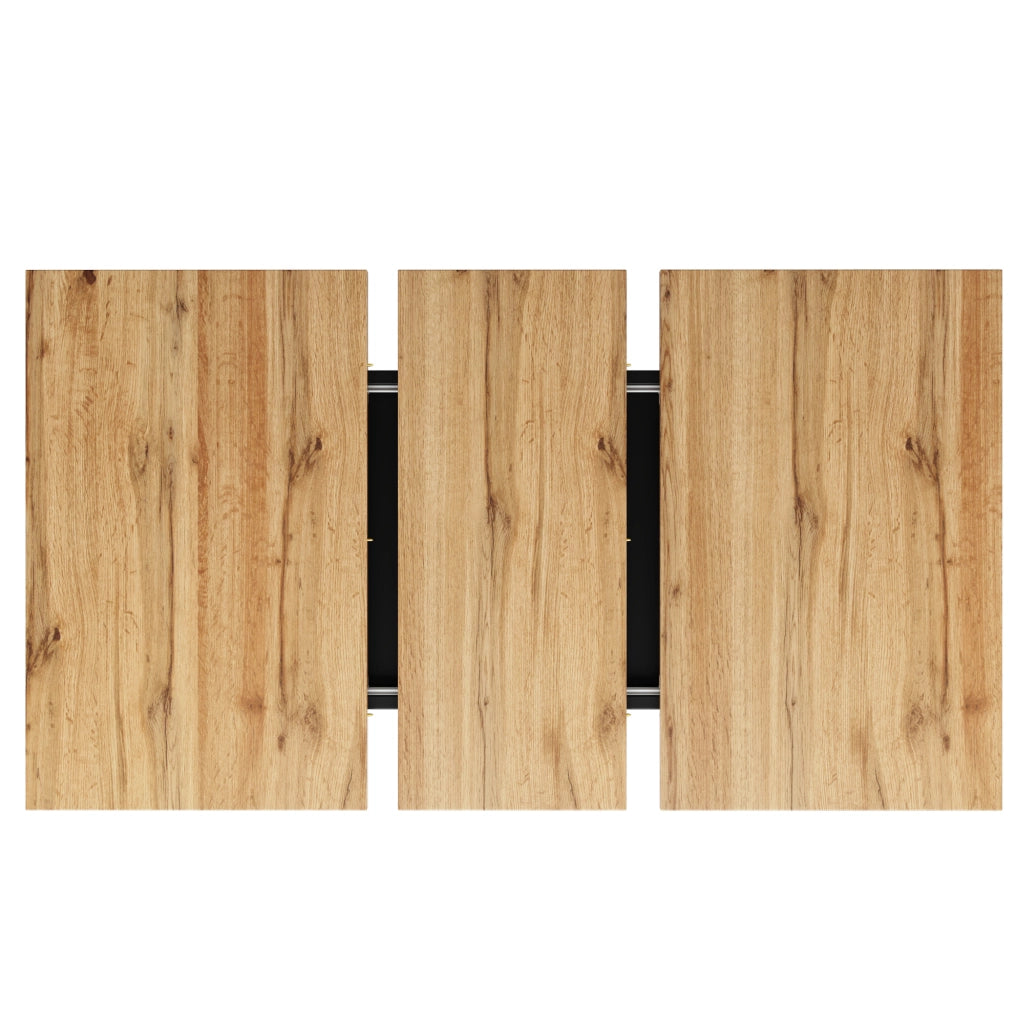 Tavolo da pranzo 118x70x75 cm; allungabile con gambe incrociate; MDF; nero e colore naturale