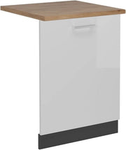 Pannello frontale R-Line, Bianco lucido, 60 cm, PL Rovere, per la libera combinazione all'interno di sistemi cucina modulari
