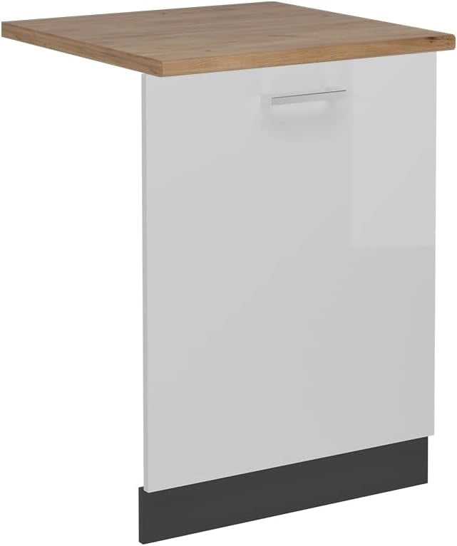 Pannello frontale R-Line, Bianco lucido, 60 cm, PL Rovere, per la libera combinazione all'interno di sistemi cucina modulari