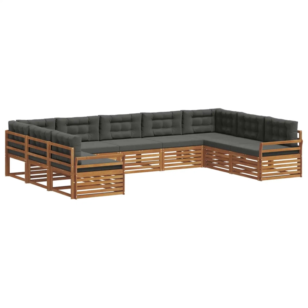 Set di divani da esterno con cuscino 9 pcs Naturale e Antracite