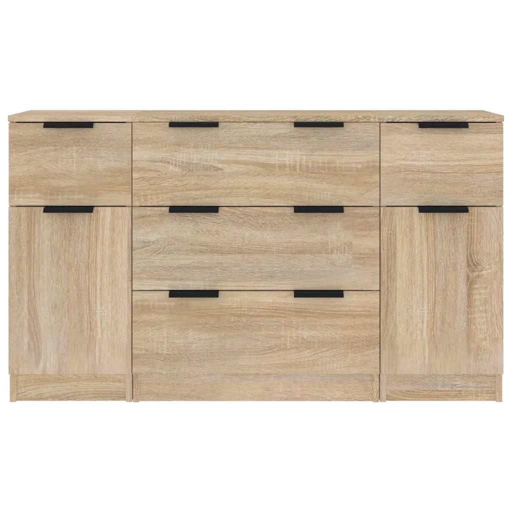 Set di Credenze 3 pz | Madia | Buffet da pranzo | Armadio da pranzo Rovere Sonoma in Legno Multistrato