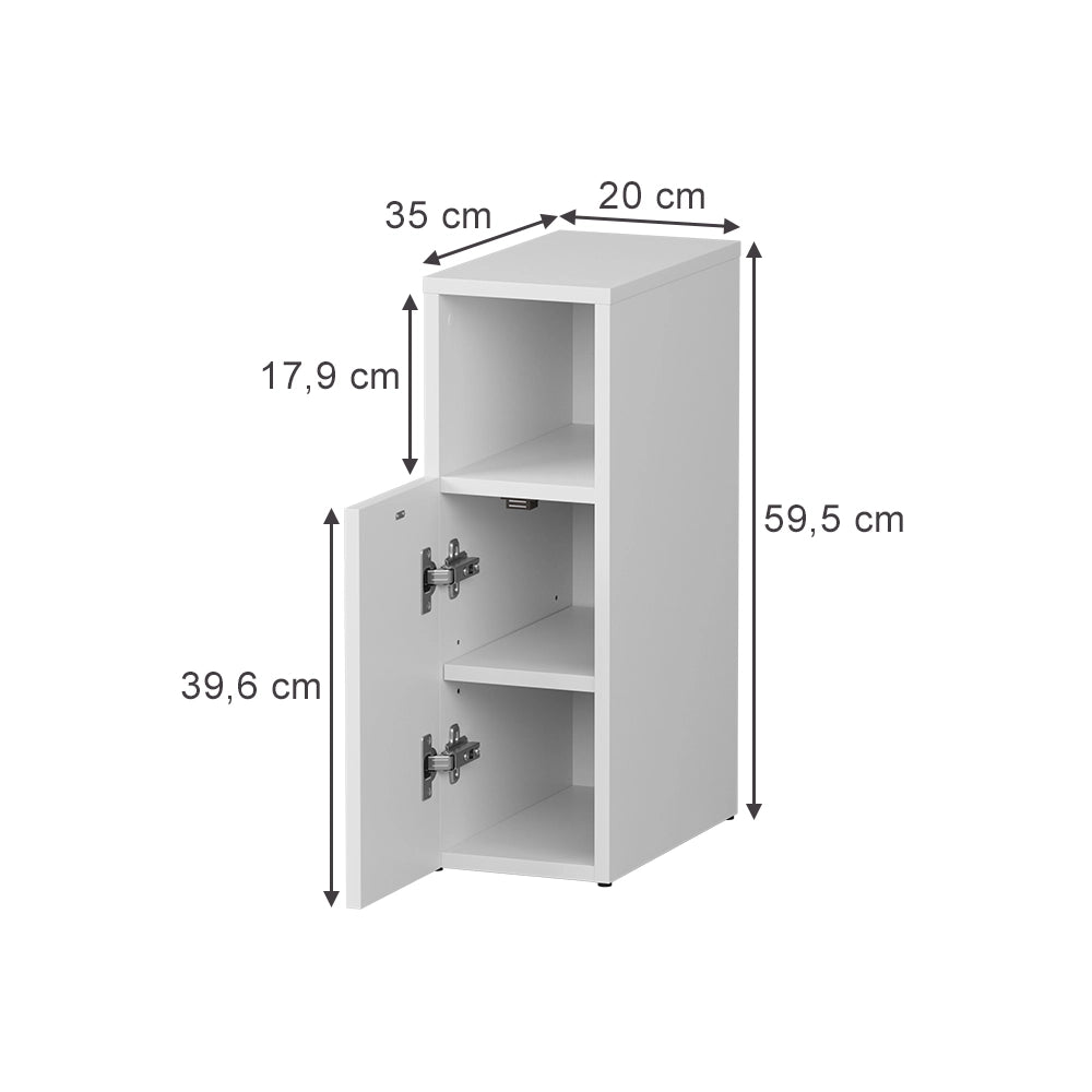 Vicco Comodino camera da letto Bianco 20 x 59.5 cm con 1 porta