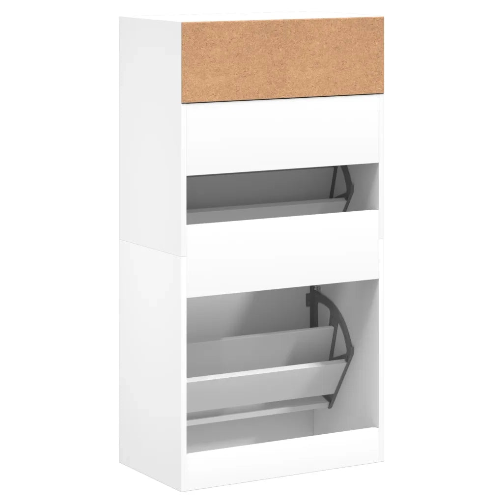 Scarpiera-Scaffale per scarpe Bianca 60x34x116 cm in Legno Multistrato