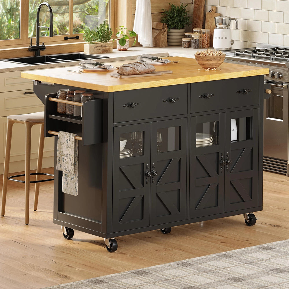 Isola cucina premium - Xylo - nero freni scomparti regolabili