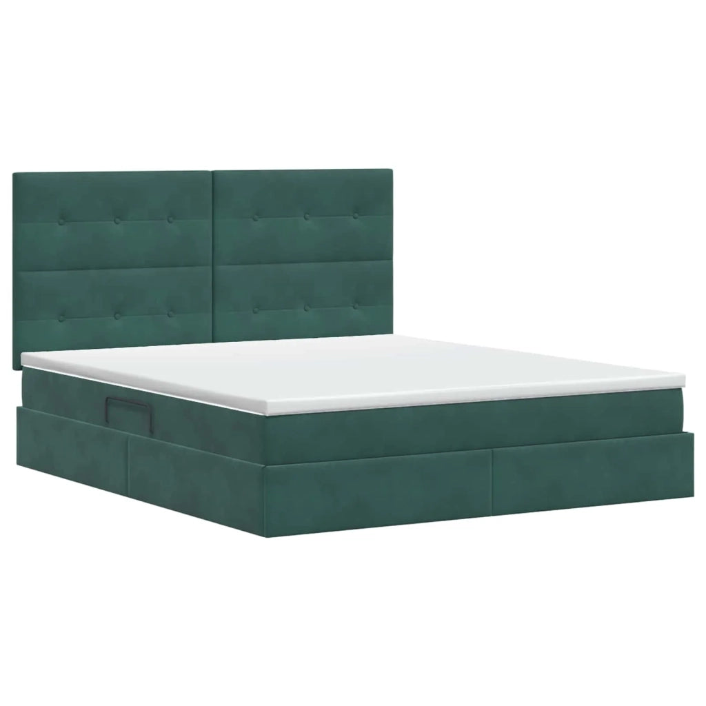 Letto con contenitore e materasso Verde Scuro 160 x 200 cm 3459702