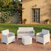 Salottino Outdoor Amer, set Salotto da Esterno 4 Posti Made in Italy, Bianco