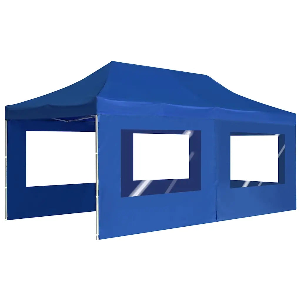 Gazebo | Pergolato Professionale Pieghevole Alluminio con Pareti 6x3 m Blu