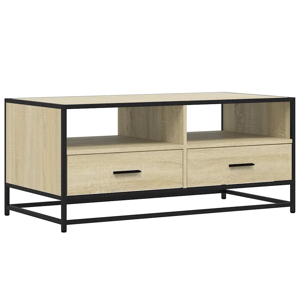 Tavolino Rovere Sonoma 100x50x45 cm Legno Multistrato e Metallo