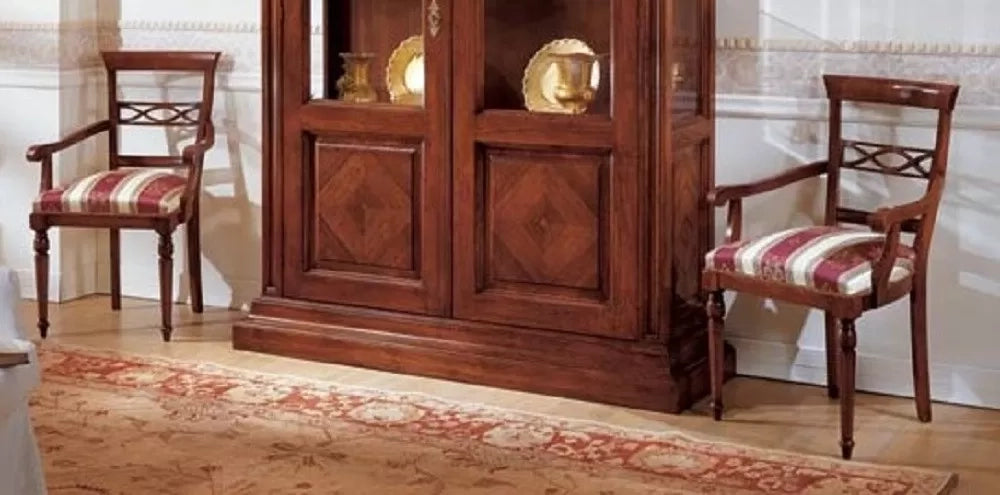 Poltrona classica legno imbottita tinta noce 61x56x96 - Mobili 2G