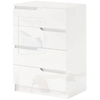 Cassettiera 4 Cassetti Moderna e Minimal in Legno, 60x40x85 cm, Bianco Lucido