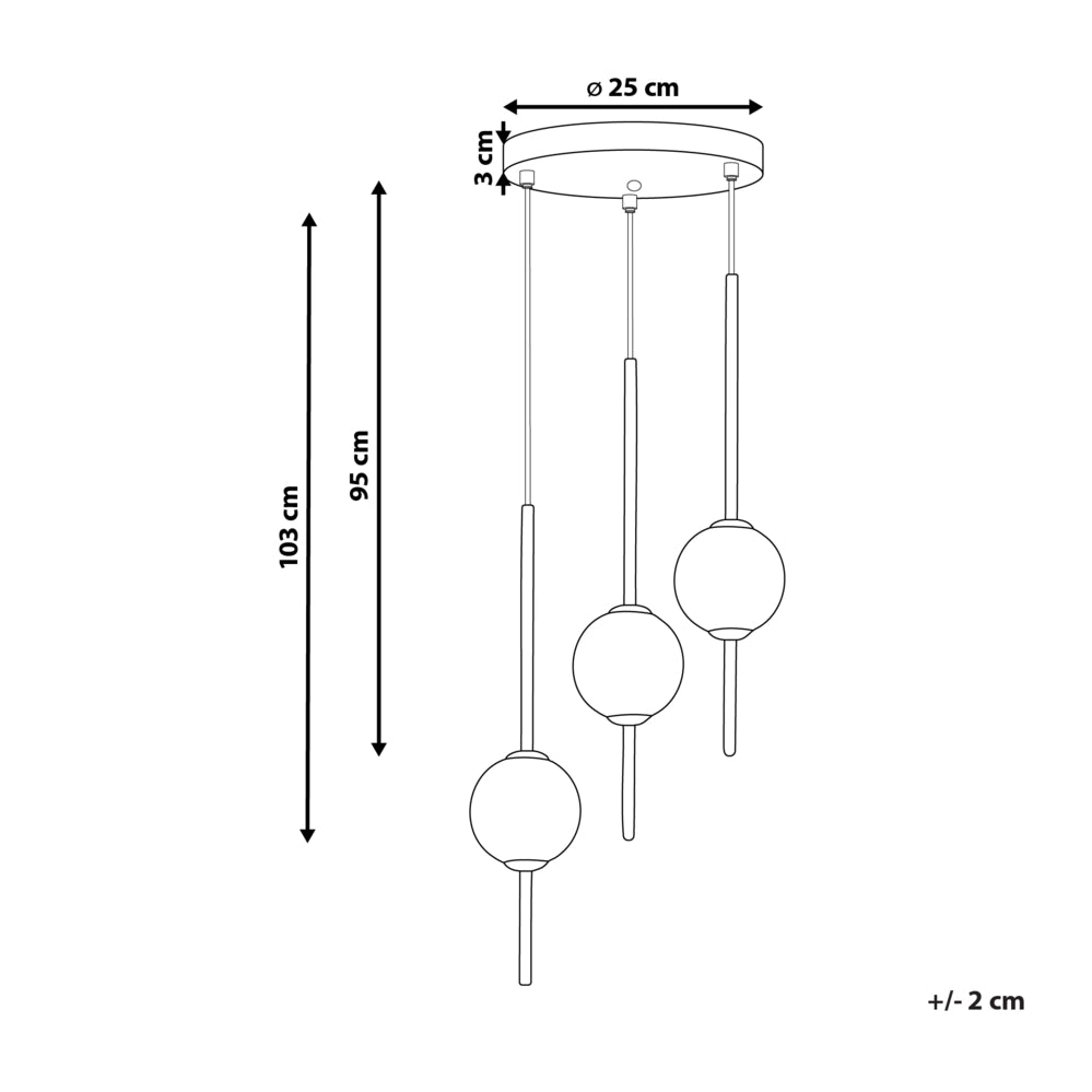 	Lampadario con 3 luci a LED in metallo con paralumi rotondi in vetro metallo nero soggiorno stile glamour