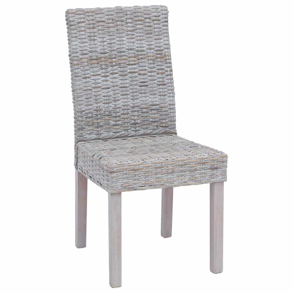 Sedia da pranzo 2 pcs Rattan Kubu e Legno Massello di Mogano