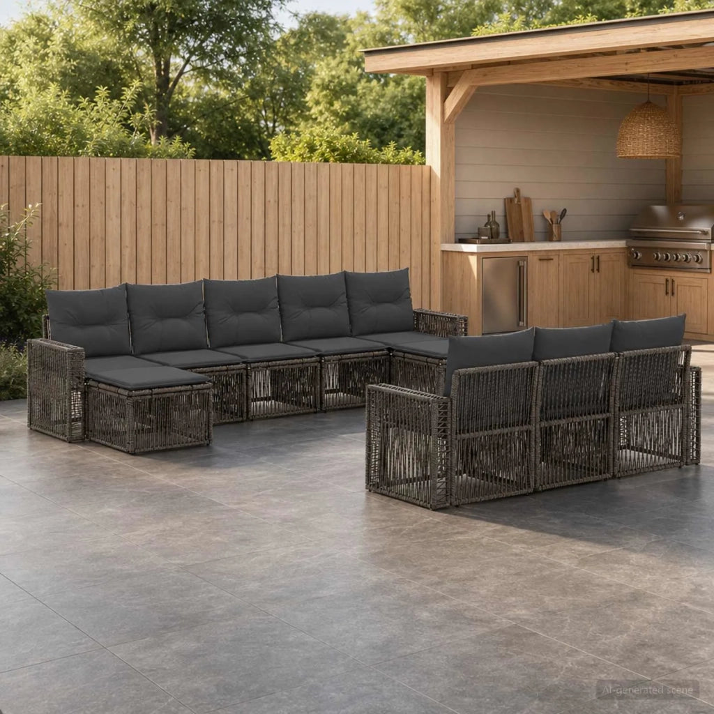 Set Divano da Giardino 10 pz Grigio e Grigio Scuro polyrattan 3435257