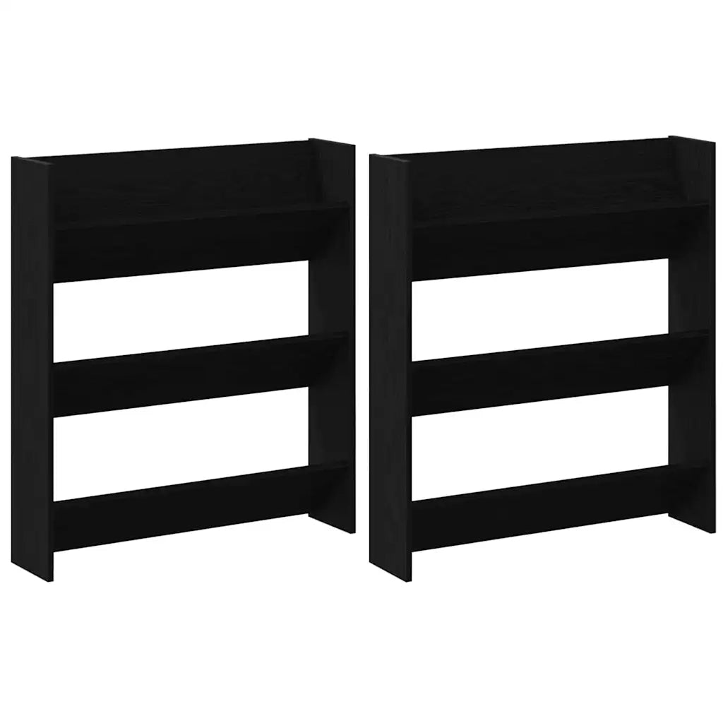 Mobile per scarpe 2 pz-Set di 2 Scarpiera Rovere Nero 85 x 18 x 90 cm 481846