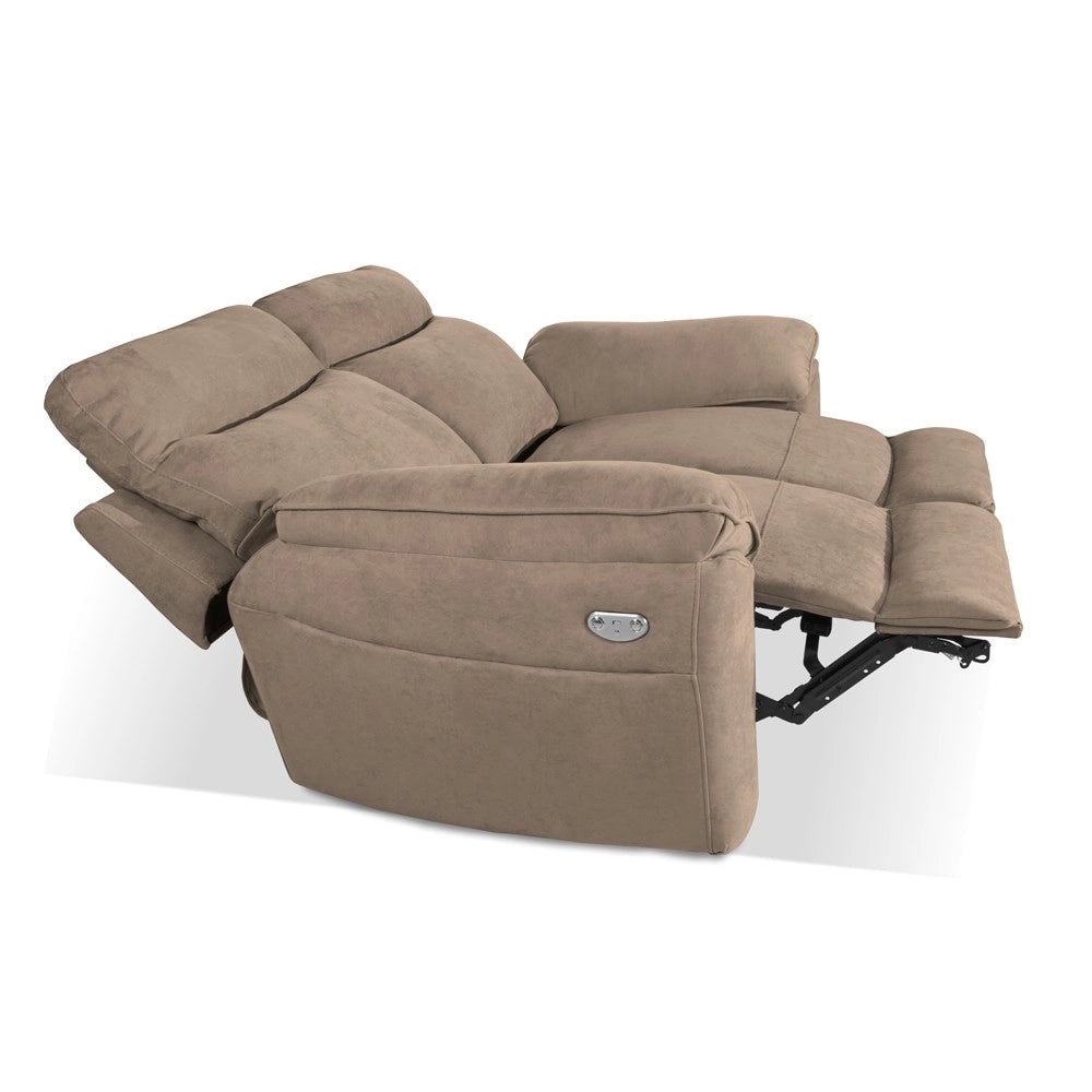 Divano 2 posti recliner elettrico tessuto cappuccino Boston 160x100x102H