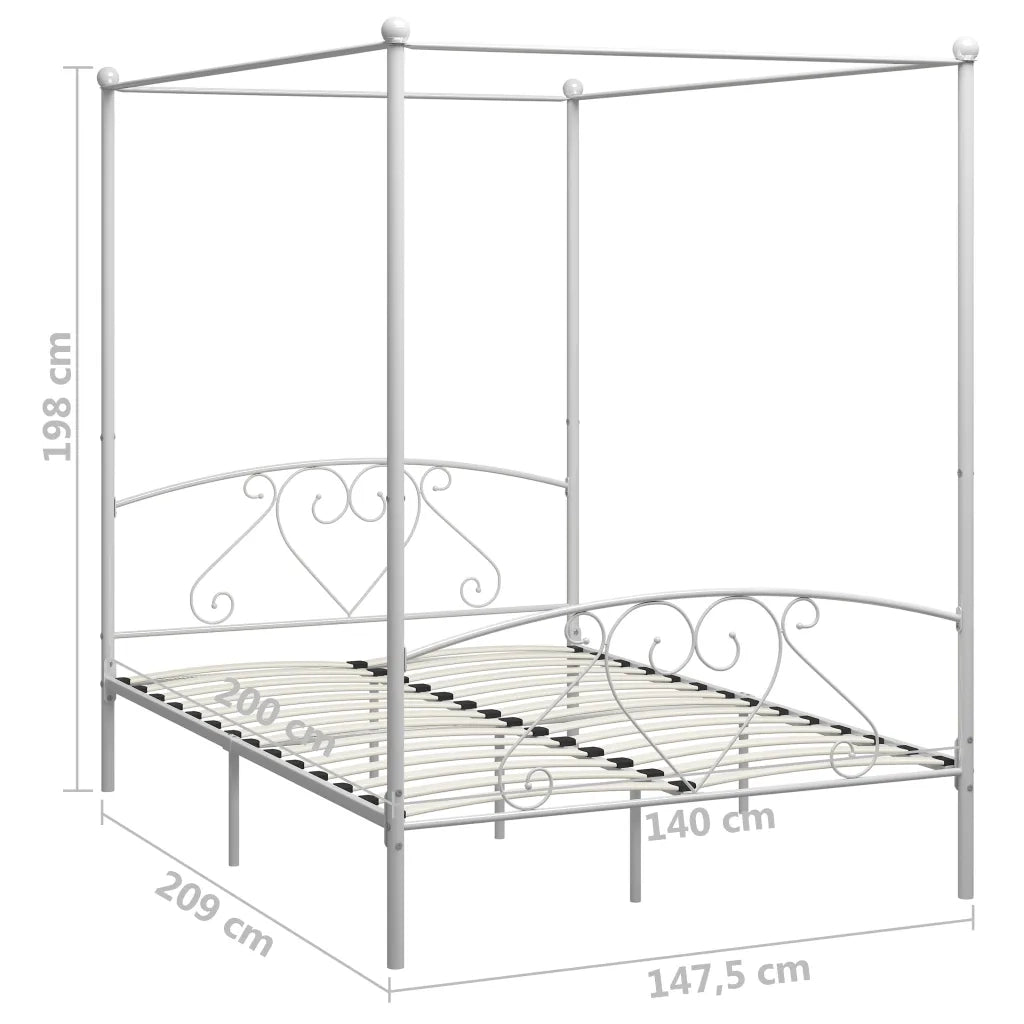 Giroletto Baldacchino senza Materasso-Struttura Letto Bianco 140x200 cm Metallo