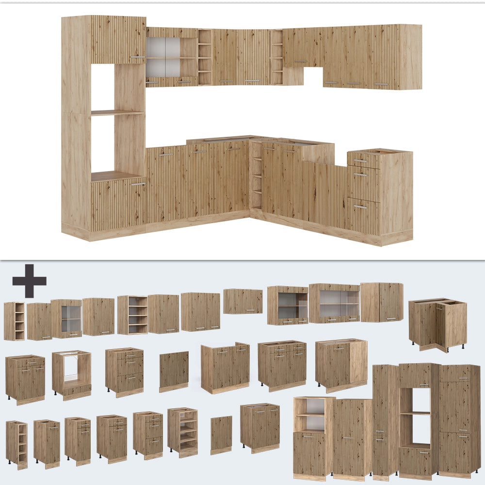Vicco Cucina angolare completa Rovere artigianale/rovere Goldkraft 237 x 247 cm , PL Marmo