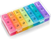 Dispensatore di pillole settimanale con compartimenti per mattina, pomeriggio e sera - Dispensatore di plastica grande con 7 giorni di programmazione