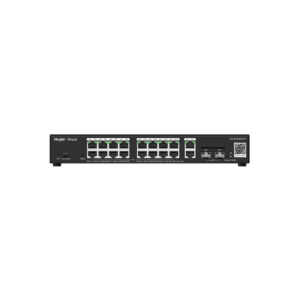 Reyee smart switch poe gigabit 20 p. 16 p. poe/poe+, 2 p. uplink gigabit rj45/sfp, power budget 250w - RG-ES220GS-P