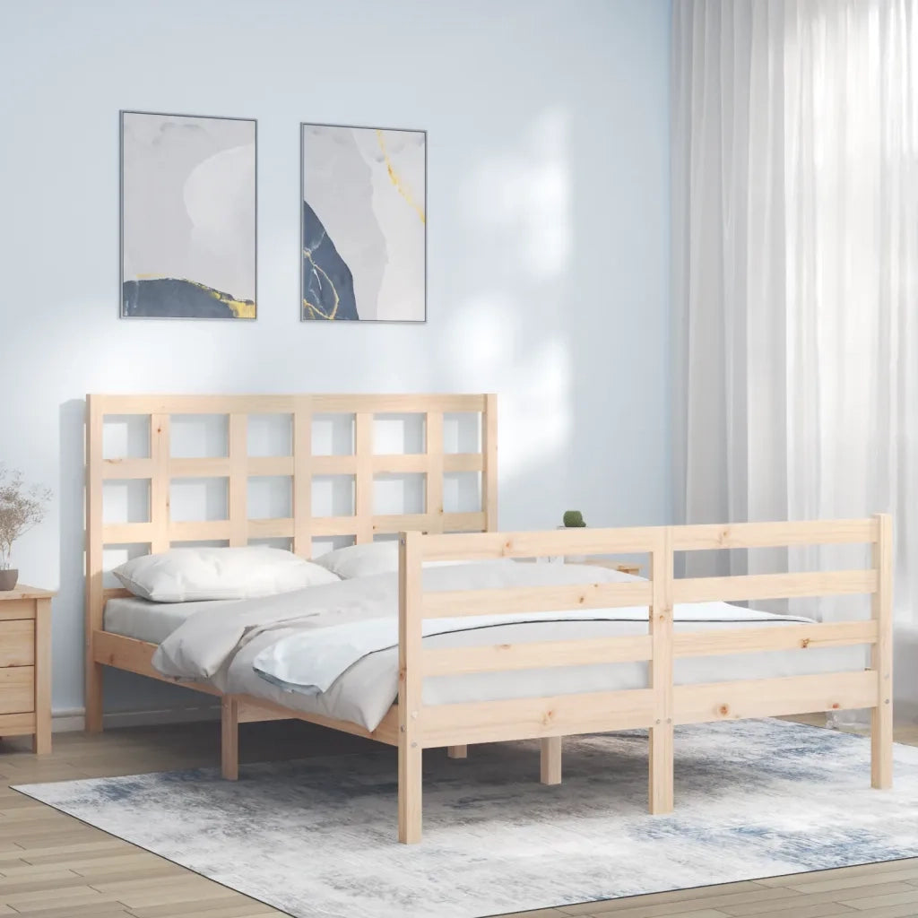 Giroletto con Testiera-Struttura Letto con testiera 120x200 cm in Legno Massello 116657