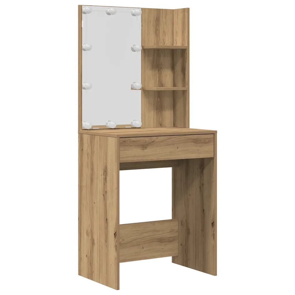 vidaXL Set Toeletta con LED Rovere Artigianale in Legno Multistrato