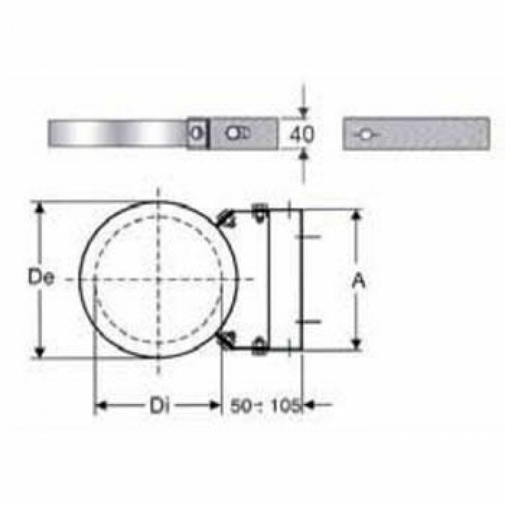 Inox doppia parete aisi 316 fasc etta murale regolabile d.080 130