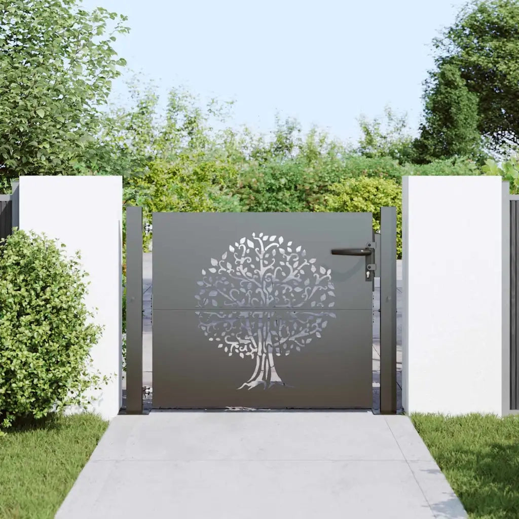 Cancello da giardino con blocco Nero 110 x 105 cm