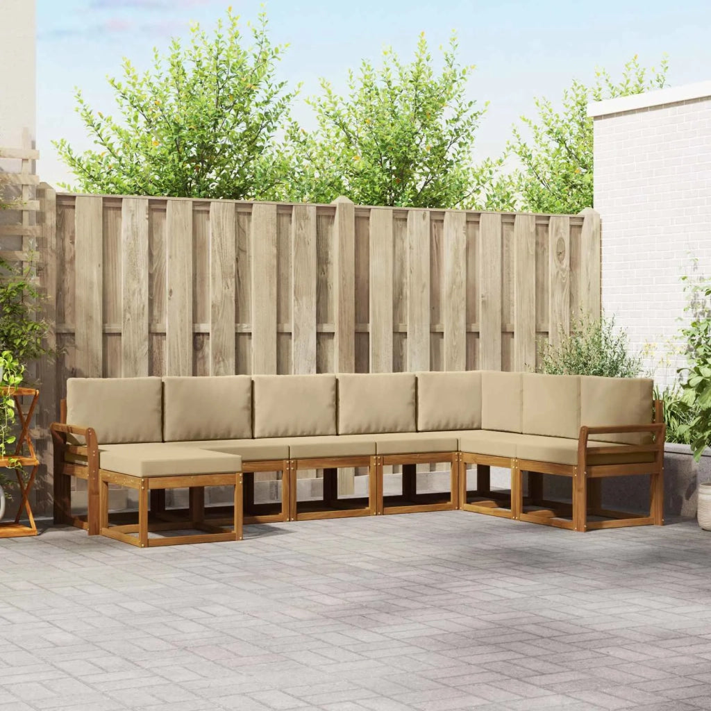 Set di divani da esterno con cuscino 8 pcs Naturale e Beige