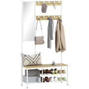 Appendiabiti con specchio e ripiani ¨C zephmum ¨C 98x34x186 cm colore naturale